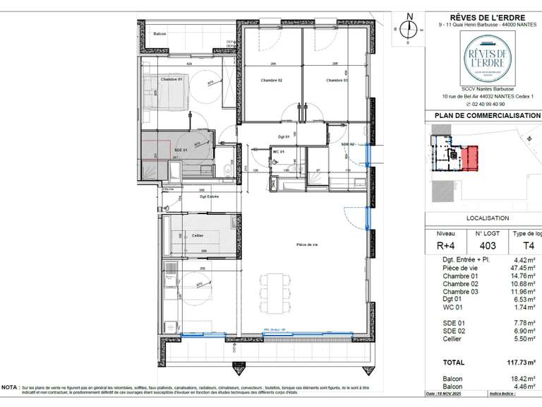 Appartement Nantes Centre Ville - 3 chambres - 118m²