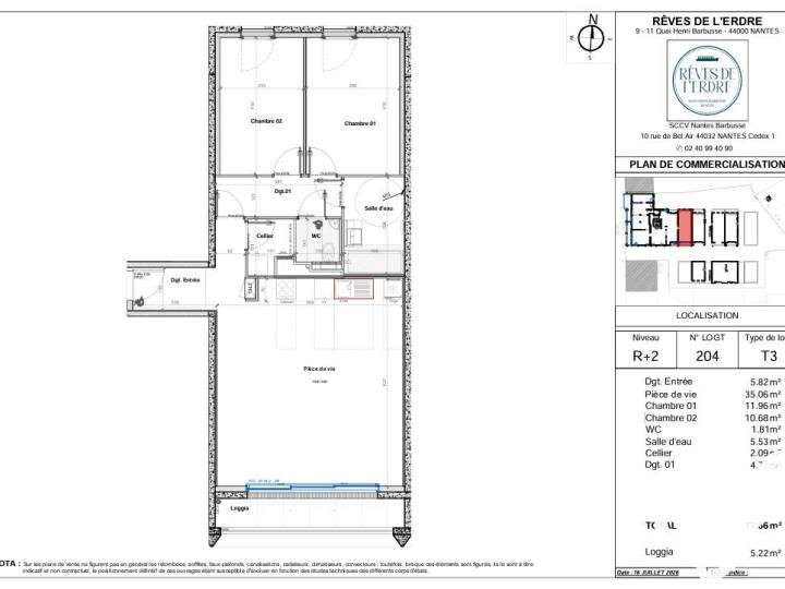 Appartement Nantes - 2 chambres - 43m²