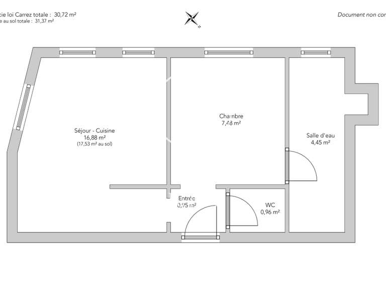 Appartement Paris 18e - 1 chambre - 31m²