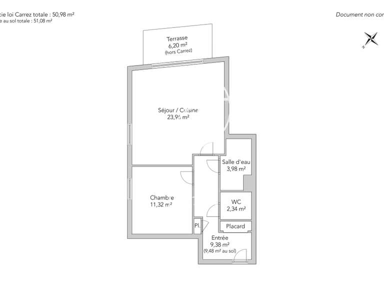 Appartement Paris 16e - 1 chambre - 51m²