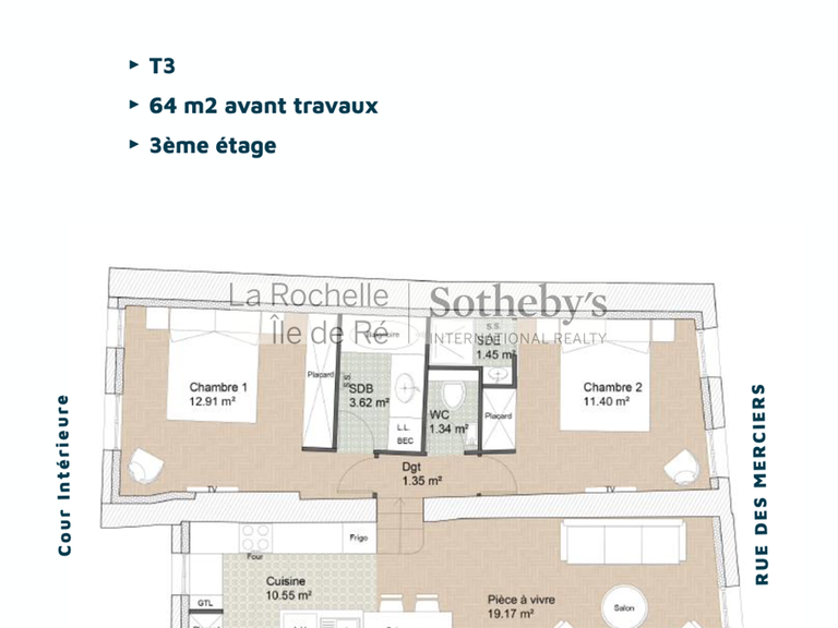 Appartement La Rochelle - 2 chambres - 64m²