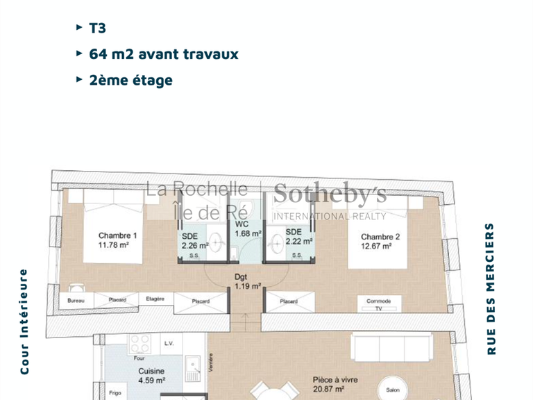 Appartement La Rochelle - 2 chambres - 64m²