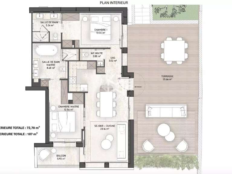 Appartement Villefranche-sur-Mer - 2 chambres - 73m²