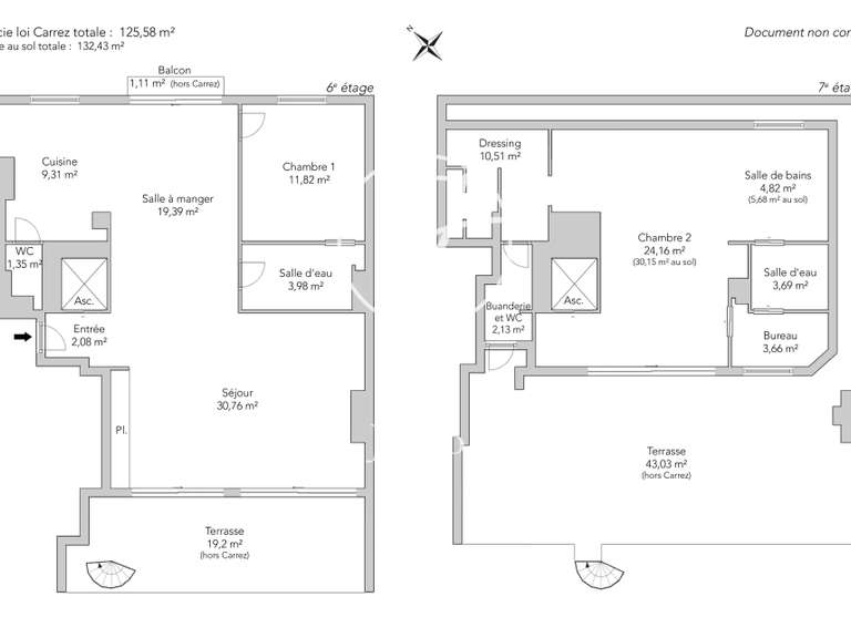 Appartement Paris 17e - 2 chambres - 128m²