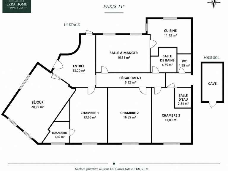 Appartement Paris 11e - 3 chambres