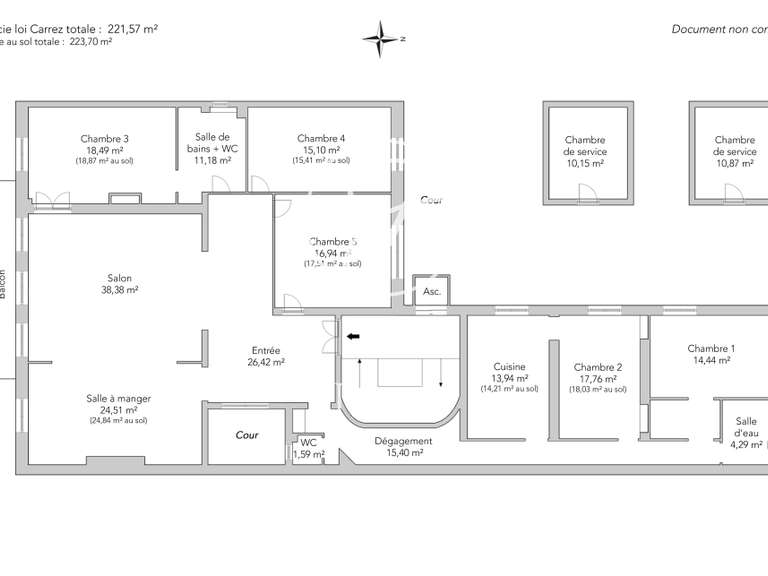 Appartement Paris 8e - 5 chambres - 222m²