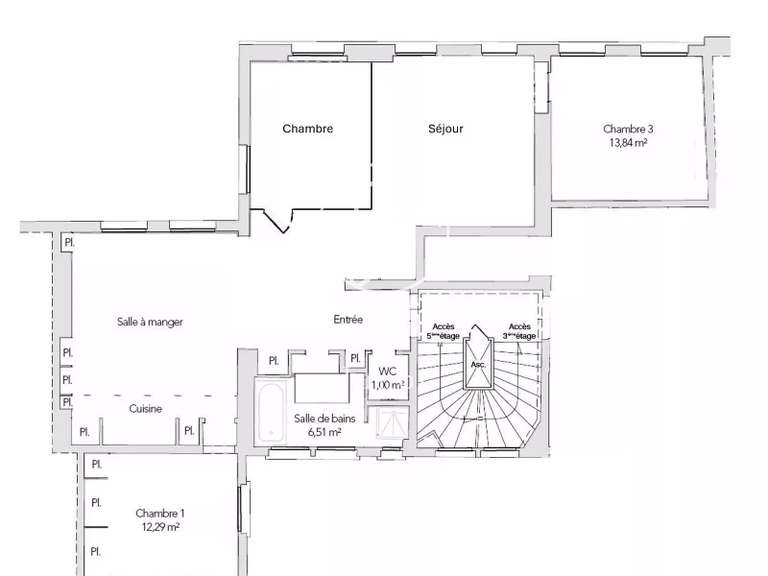 Appartement Paris 9e - 3 chambres - 97m²