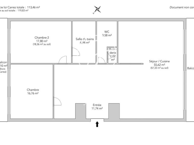 Appartement Paris 16e - 2 chambres - 113m²