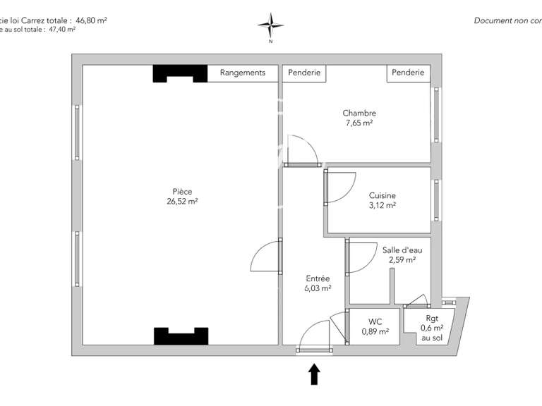 Appartement Paris 17e - 1 chambre - 47m²