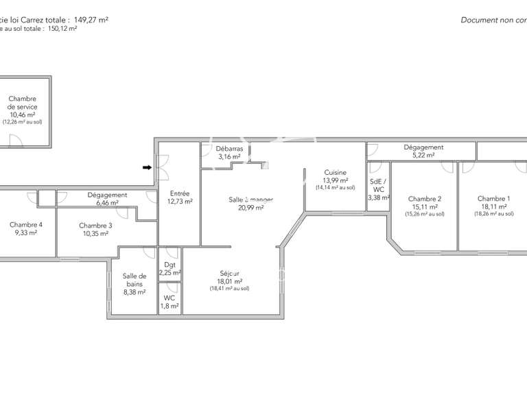 Appartement Paris 16e - 5 chambres - 149m²