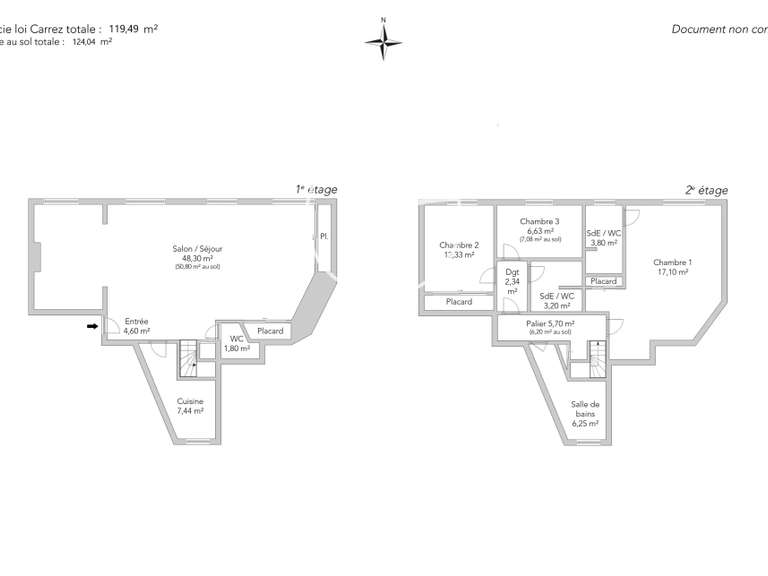 Appartement Paris 17e - 3 chambres - 119m²