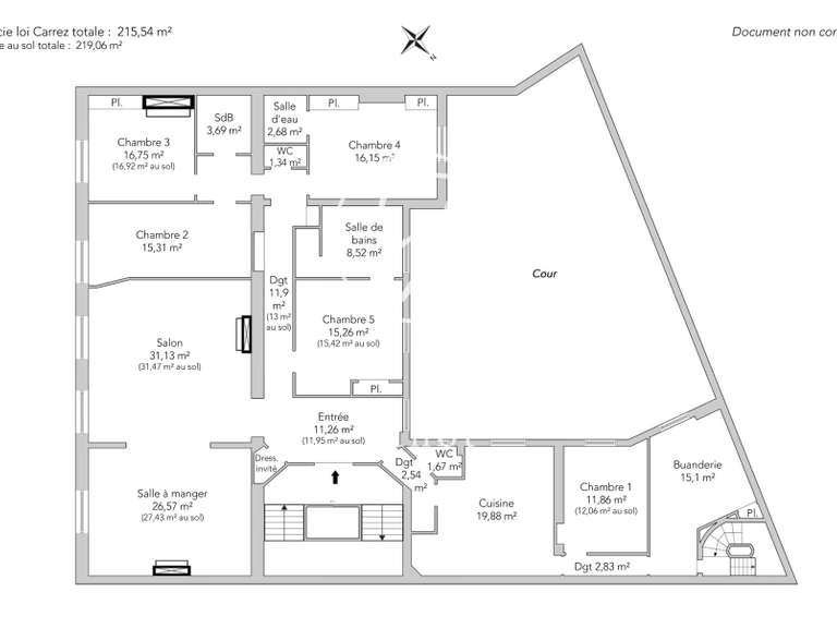 Appartement Paris 8e - 5 chambres - 216m²