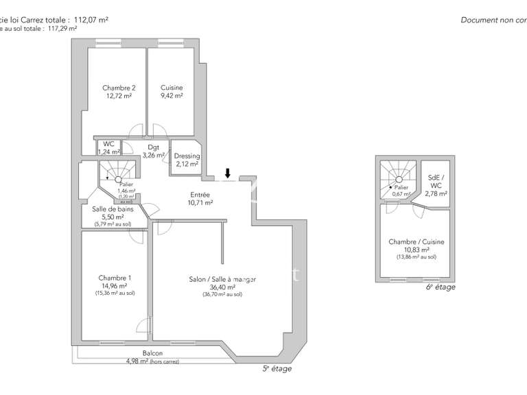Appartement Paris 16e - 3 chambres - 112m²