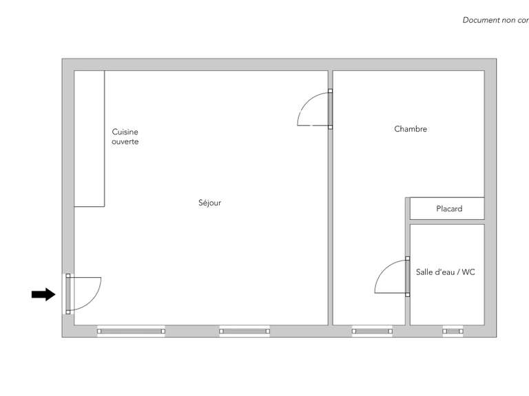 Appartement Paris 1er - 1 chambre - 39m²