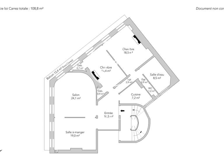 Appartement Paris 1er - 2 chambres - 109m²