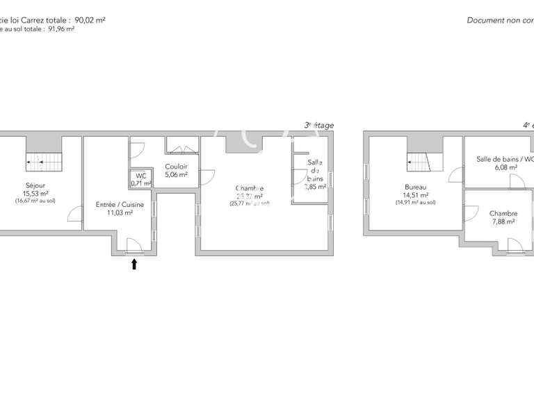 Appartement Paris 4e - 2 chambres - 90m²