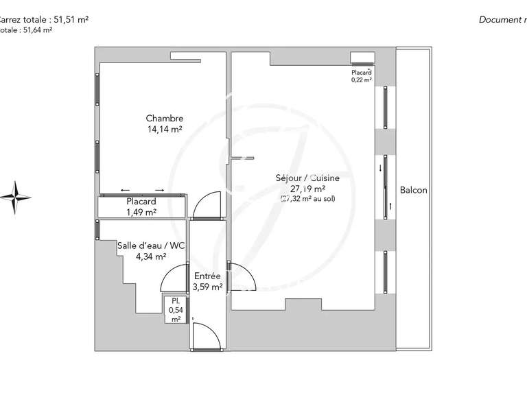 Appartement Paris 4e - 1 chambre - 51m²