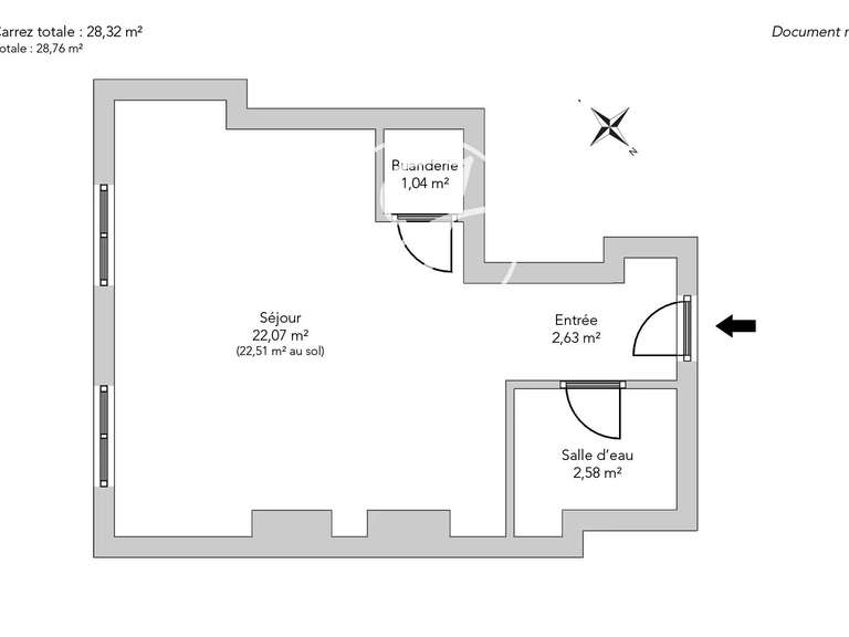 Appartement Paris 3e - 28m²