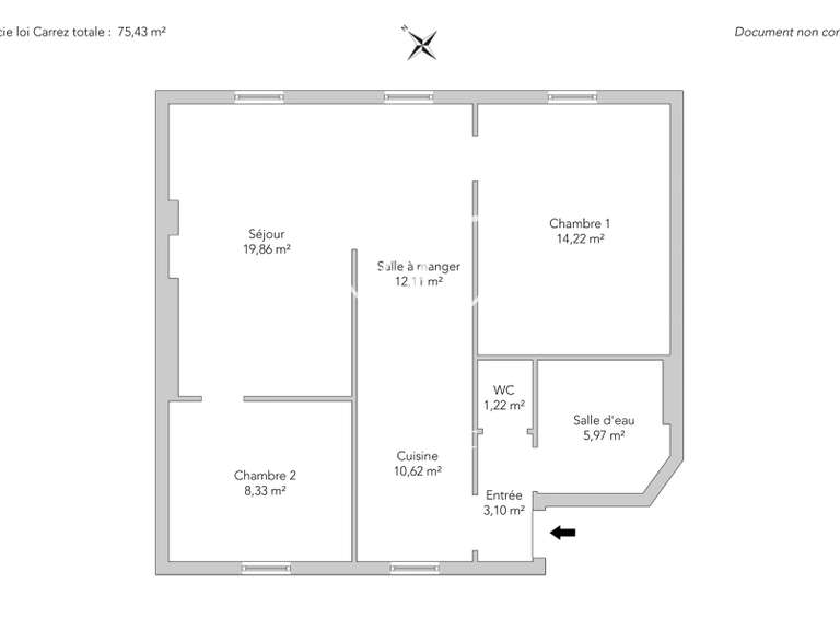 Appartement Paris 4e - 2 chambres - 75m²