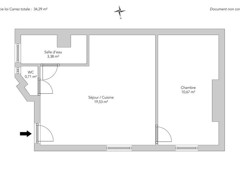 Appartement Paris 18e - 1 chambre - 34m²