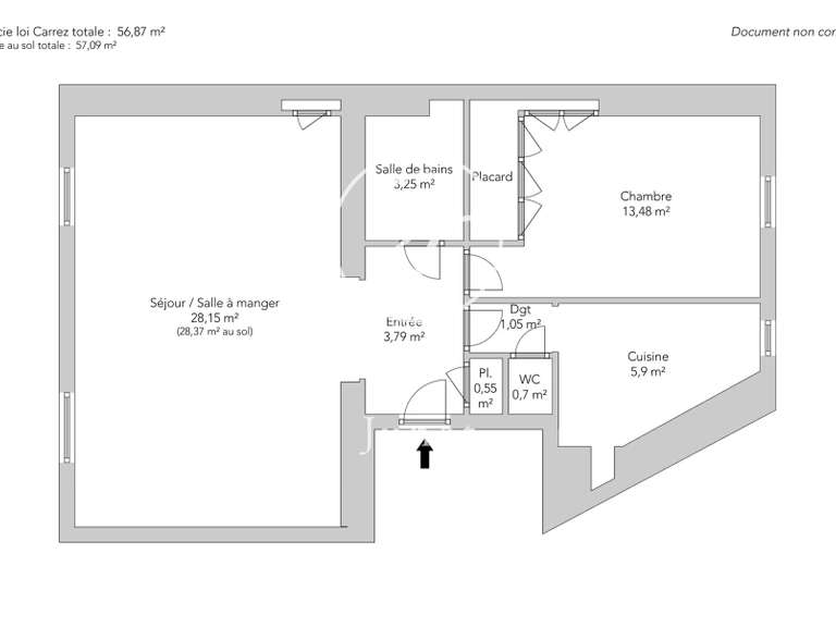 Appartement Paris 18e - 1 chambre - 57m²