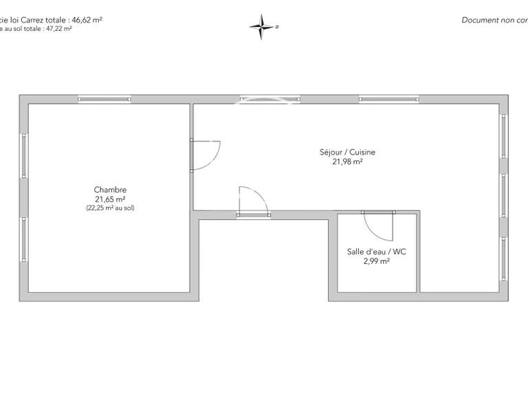 Appartement Paris 18e - 1 chambre - 47m²