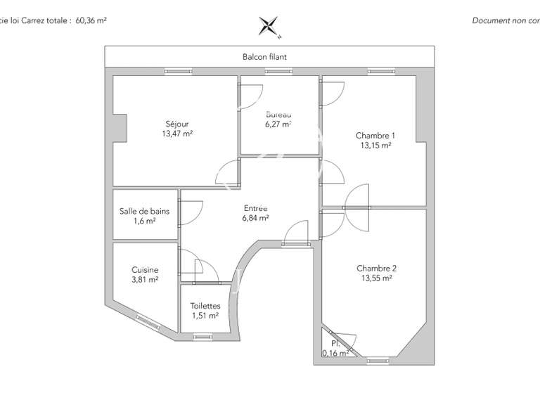 Appartement Paris 17e - 2 chambres - 60m²