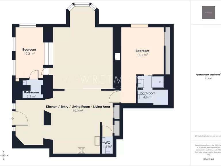 Appartement Cannes - 2 chambres - 97m²