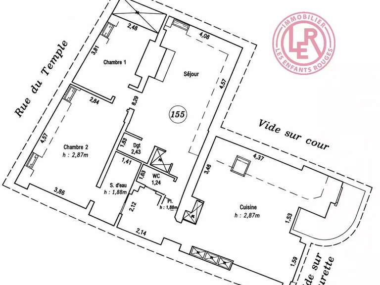 Appartement Paris 3e - 2 chambres - 90m²