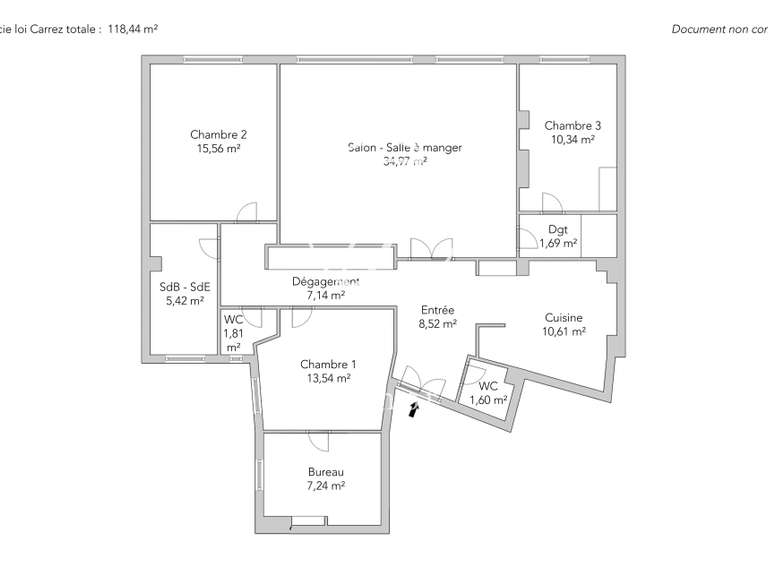 Appartement Paris 16e - 3 chambres - 118m²