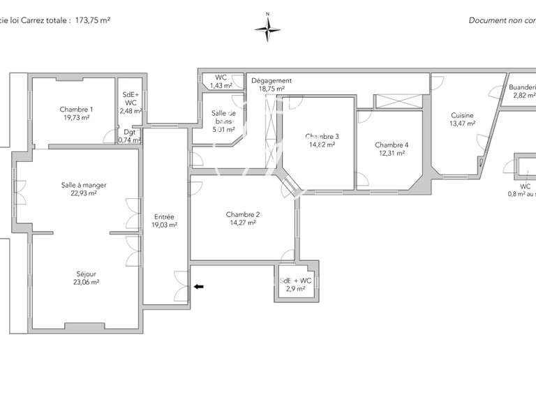 Appartement Paris 16e - 4 chambres - 174m²