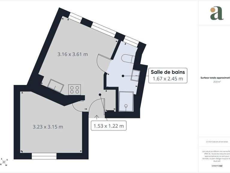 Appartement Paris 18e - 1 chambre - 25m²
