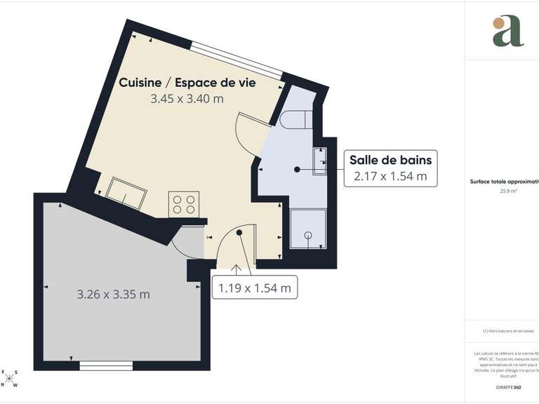 Appartement Paris 18e - 1 chambre - 26m²