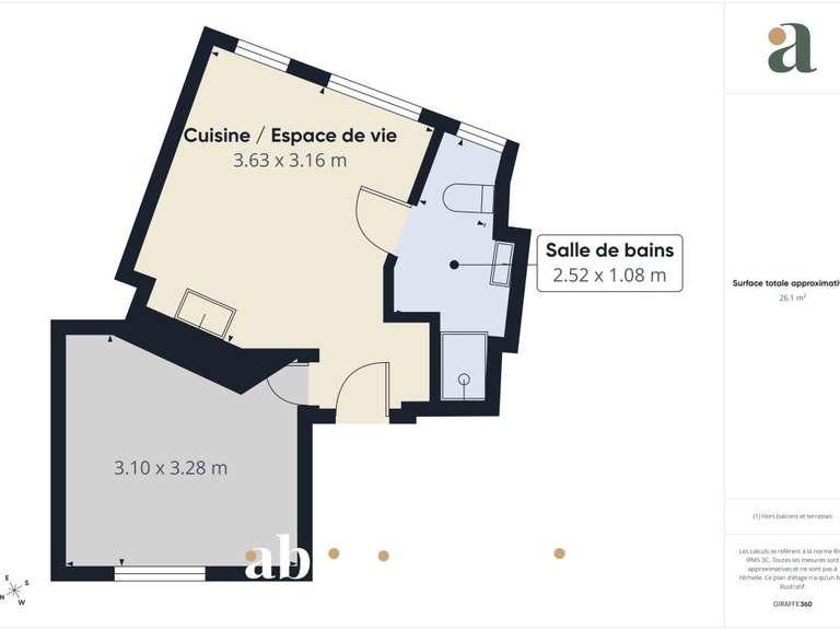 Appartement Paris 18e - 1 chambre - 25m²