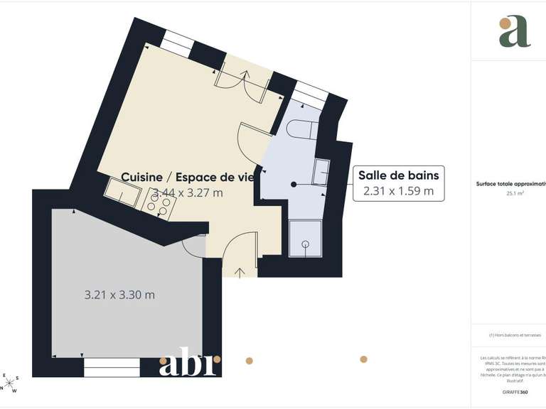 Appartement Paris 18e - 1 chambre - 25m²