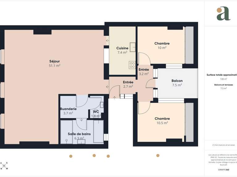 Apartment Bordeaux - 2 bedrooms - 93m²