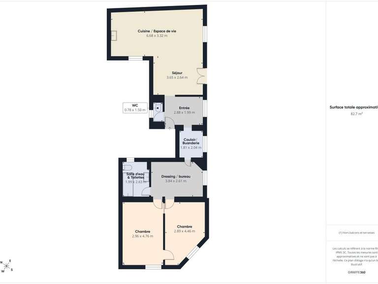 Appartement Paris 17e - 2 chambres - 83m²