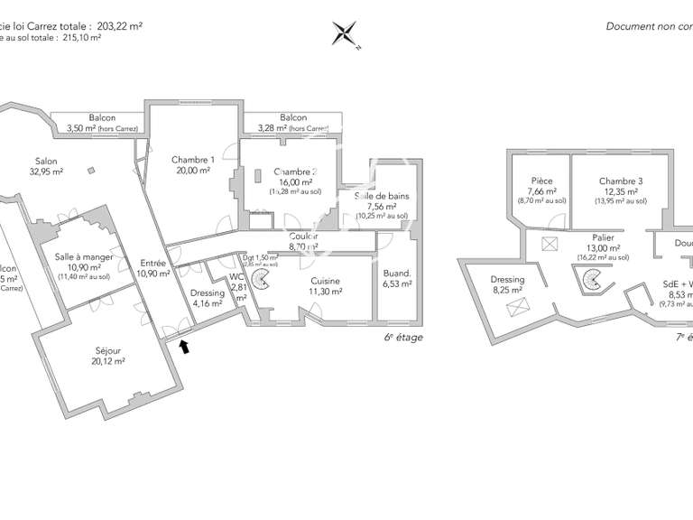 Appartement Paris 18e - 3 chambres - 203m²