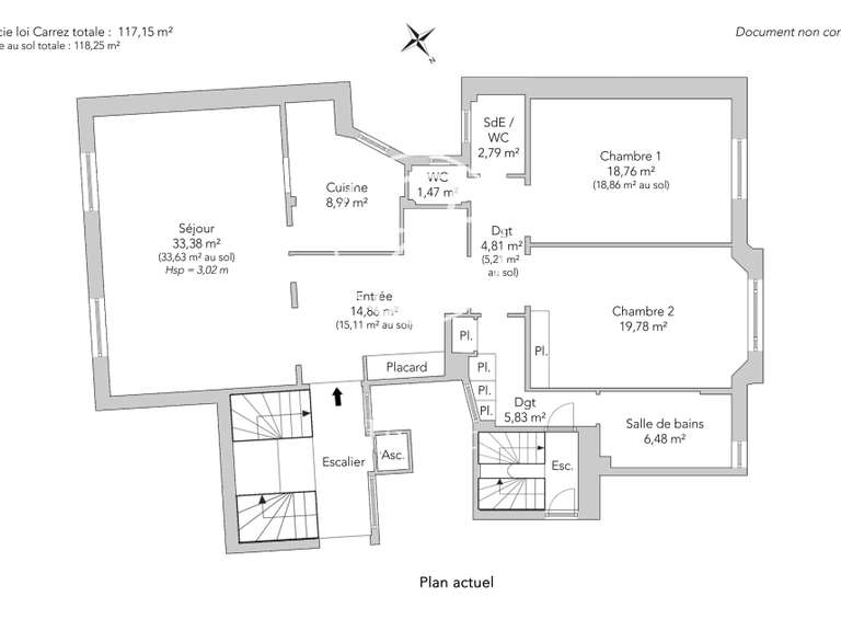 Appartement Paris 16e - 2 chambres - 117m²