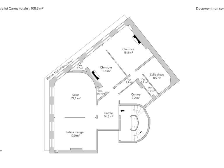 Appartement Paris 1er - 2 chambres - 108m²