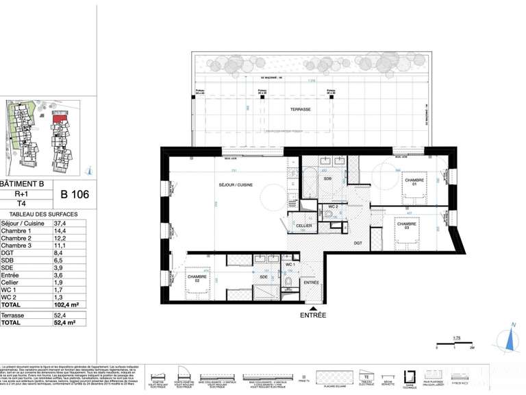 Apartment Saint-Clément-de-Rivière - 3 bedrooms - 102m²