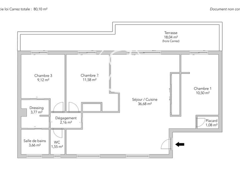 Appartement Paris 18e - 3 chambres - 80m²