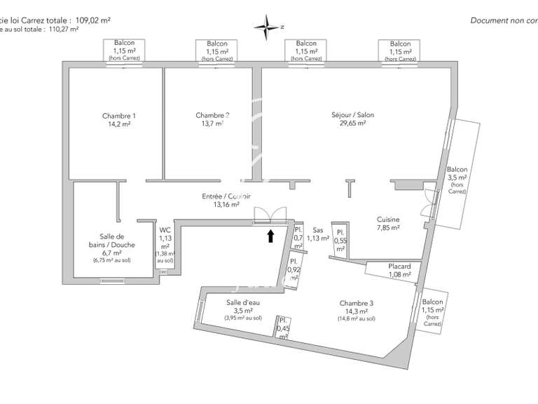 Appartement Paris 18e - 3 chambres - 110m²