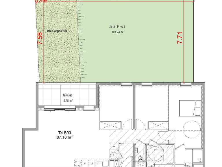 Appartement Aix-en-Provence - 3 chambres - 87m²