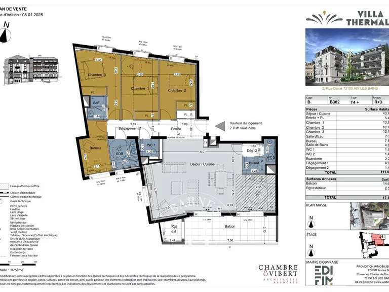 Appartement Aix-les-Bains - 3 chambres - 111m²