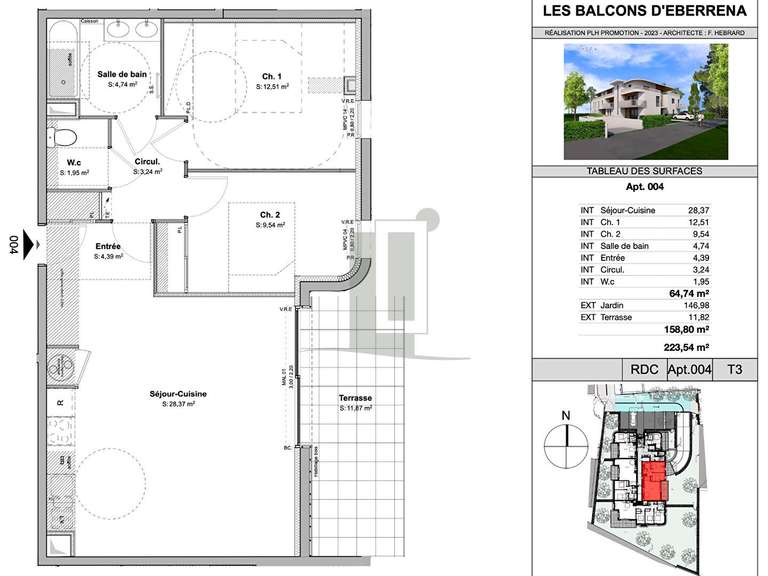 Appartement Anglet - 2 chambres - 64m²