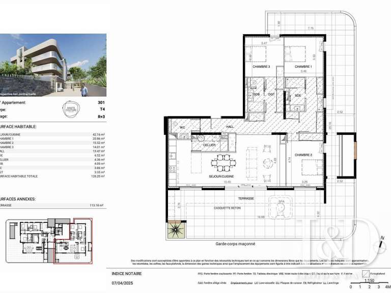 Appartement Baillargues - 3 chambres - 126m²