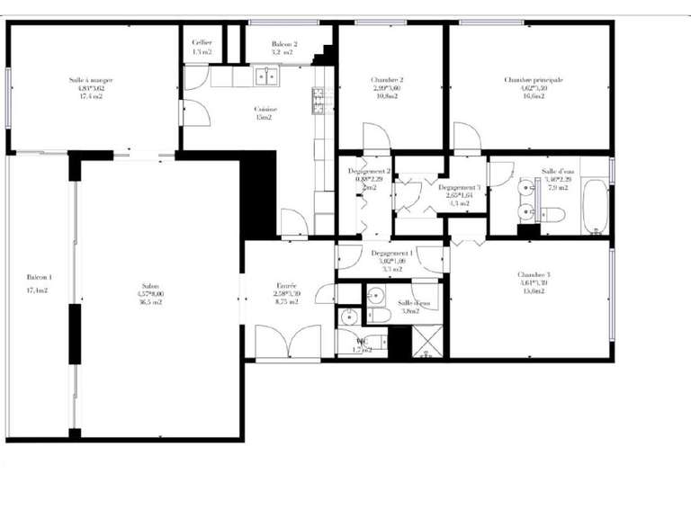 Appartement Bordeaux - 3 chambres - 148m²