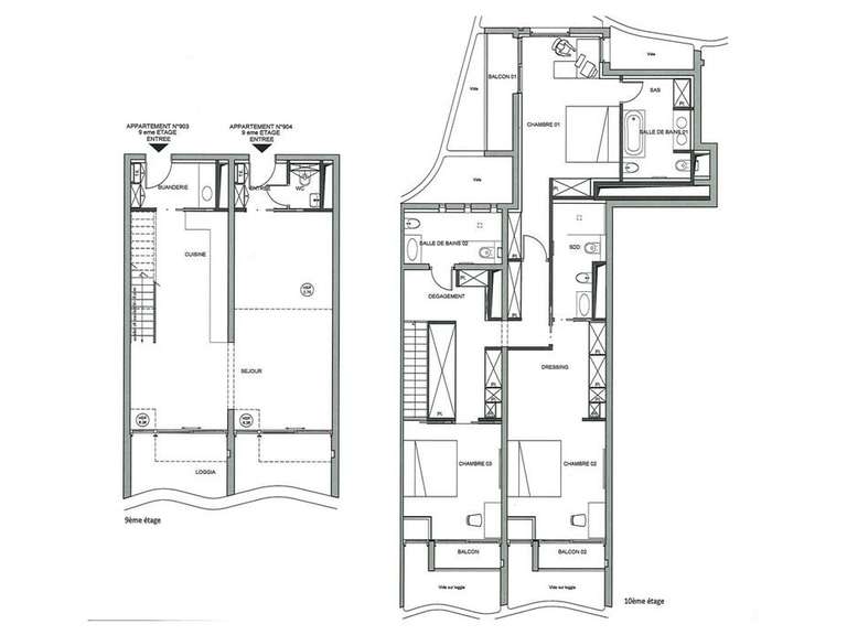 Appartement Bordeaux - 3 chambres - 213m²