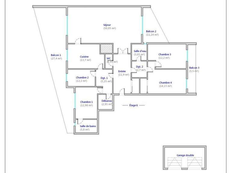 Appartement Bordeaux - 4 chambres - 149m²